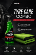 autoGT Tyre Polish + 600 GSM Microfiber Combo | Deep Black Shine Kit