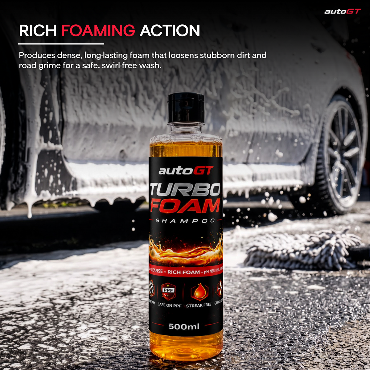 autoGT Turbo Foam Car Shampoo – High Foam Deep Cleaning Wash