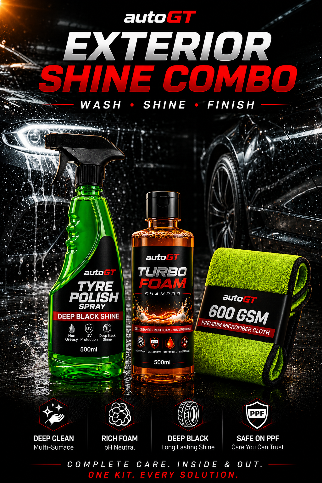 autoGT Exterior Shine Combo – Wash, Shine & Finish at Home