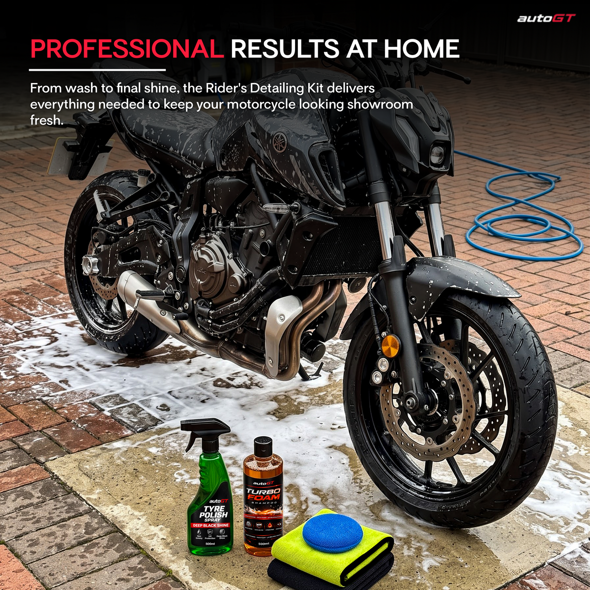 autoGT Rider's Detailing Kit | Complete 5-in-1 Bike Cleaning & Shine Kit