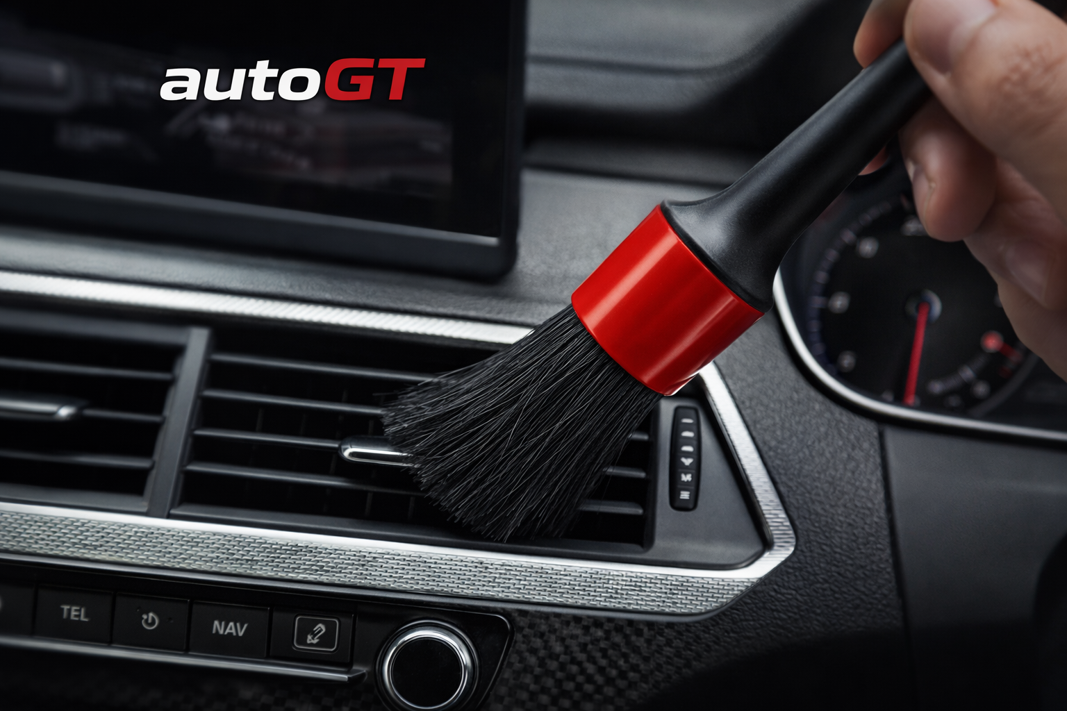 autoGT Premium Detailing Brush – Soft Bristle Car Interior & Exterior Cleaning Brush