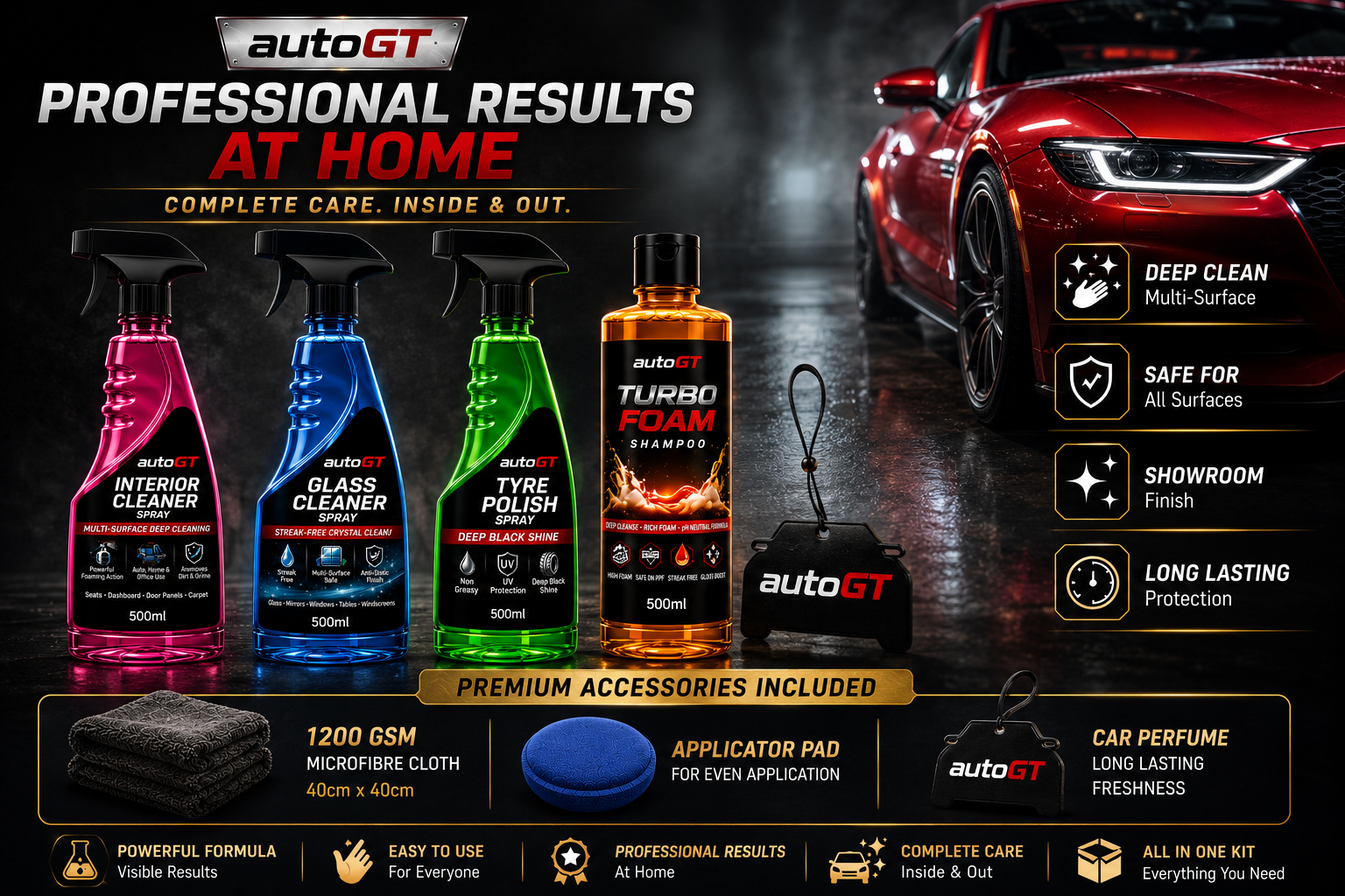 autoGT  Ultimate Mafia Detailing Kit – Complete Car Care Combo (7 in 1)