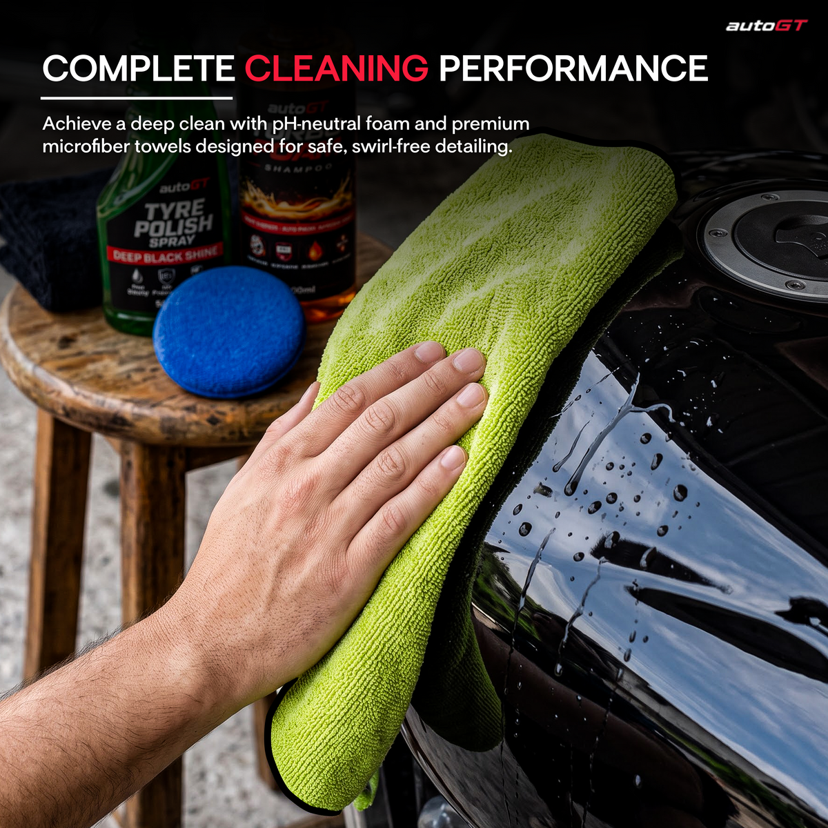autoGT Rider's Detailing Kit | Complete 5-in-1 Bike Cleaning & Shine Kit