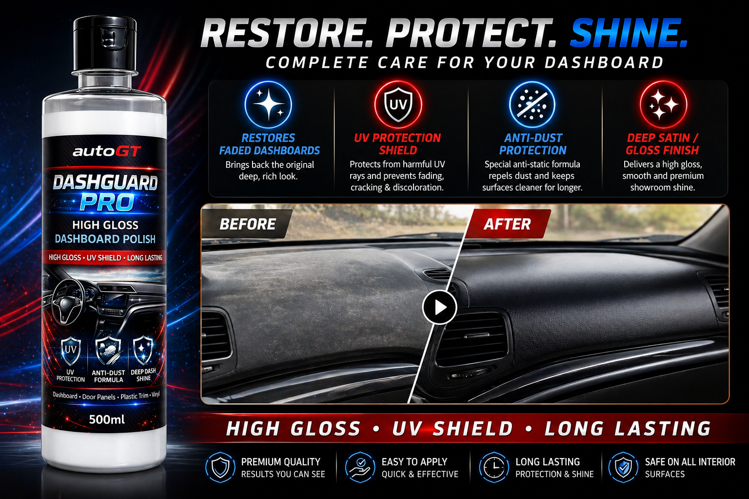 autoGT DashGuard Pro Dashboard Polish – Restore, Shine & Protect