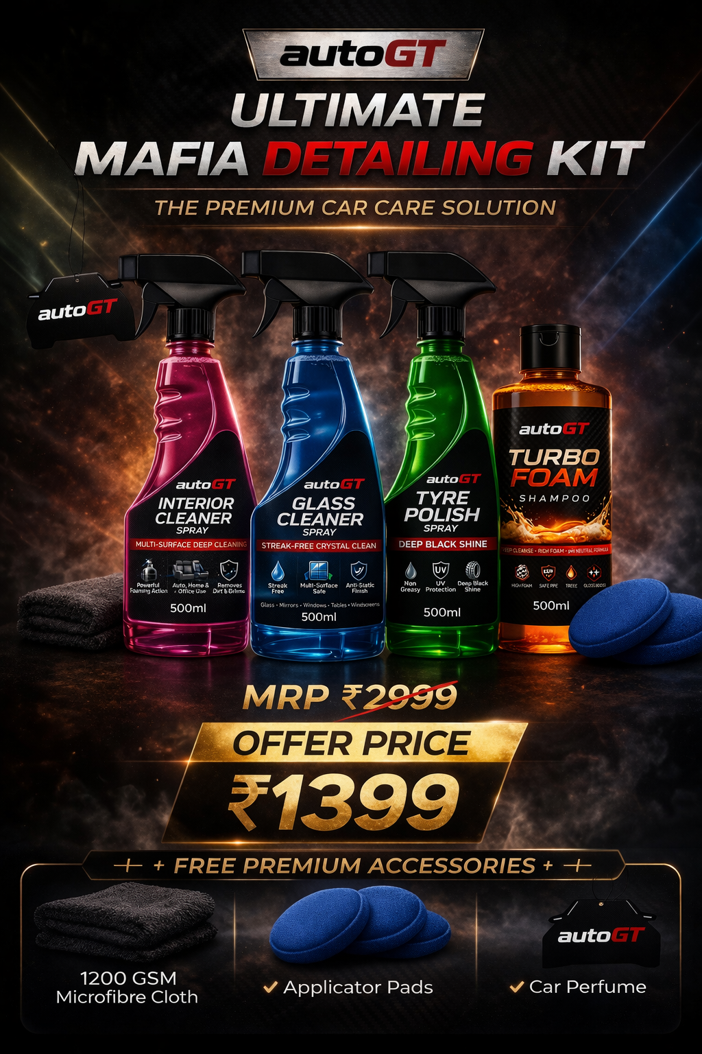 autoGT  Ultimate Mafia Detailing Kit – Complete Car Care Combo (7 in 1)