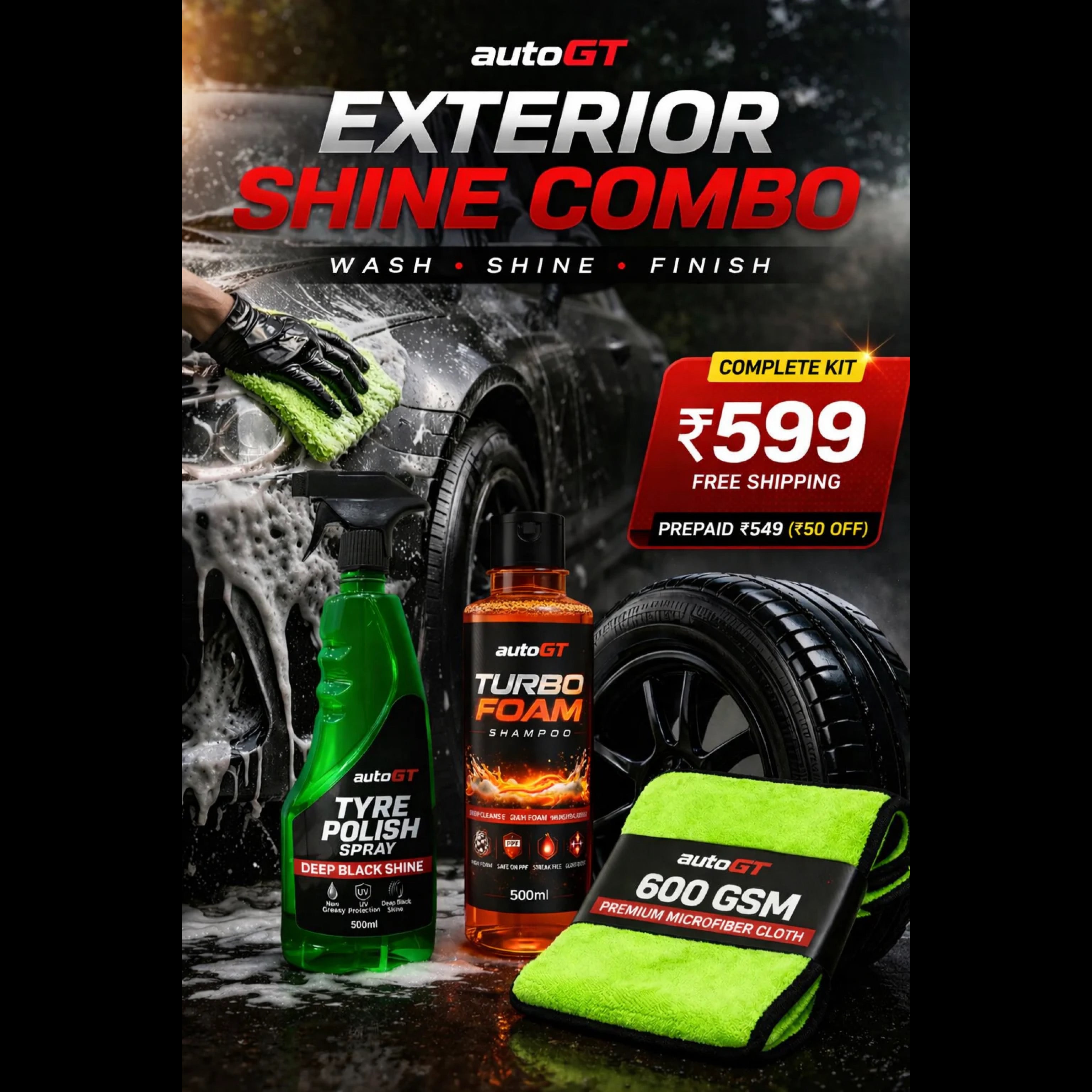 autoGT Exterior Shine Combo – Wash, Shine & Finish at Home